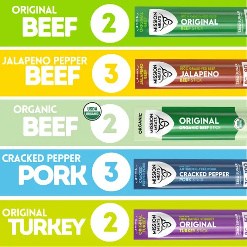 Miniatura 3 de Mission Meats Paquete Variado con Carne de Res Orgánica Certificada, Alimentada con Pasto, Pavo de Pastoreo Libre, y Cerdo con Pimienta Negra Molida