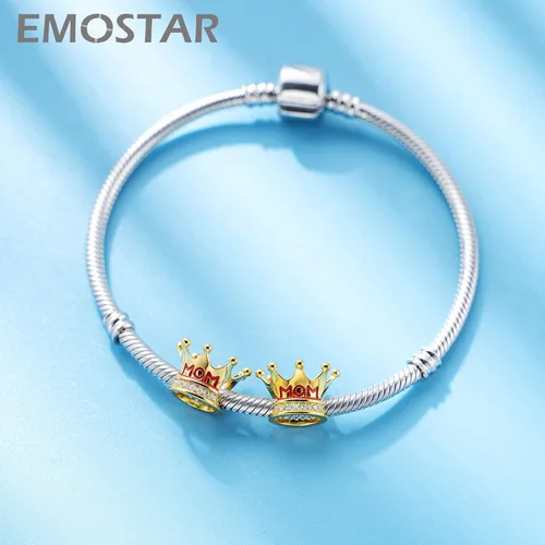 Miniatura 3 de EMOSTAR Dijes temáticos familiares para el Día de la Madre, plata de ley, padre, hija, hijo, nana, esposa marido, madrina, corona de mamá, cuentas