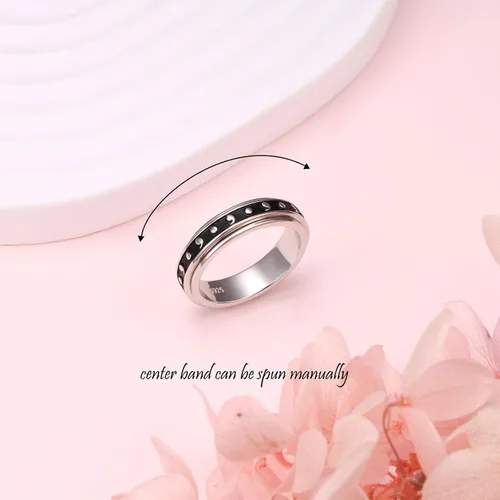 Miniatura 9 de Yearace Anillos giratorios para aliviar la ansiedad, anillo de plata de ley 925 para TDAH y alivio del estrés para mujeres