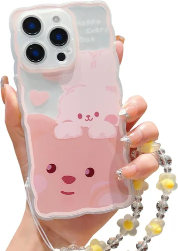 Miniatura 14 de Compatible con iPhone 11 Funda Lindo Dibujos Animados Pequeño Oso Conejo con Lindo Diseño de Cadena para Mujeres Niñas Estético Kawaii Funda Delgada