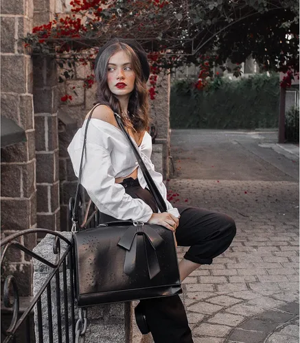 Miniatura 2 de ECOSUSI Maletín para mujer, de piel vegana, para el trabajo, bolso de hombro para computadora con lazo desmontable