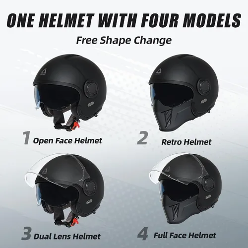 Miniatura 3 de TRIANGLE Cascos de motocicleta de cara completa, casco de motocross todoterreno para hombres y mujeres, doble visera con protector solar interno
