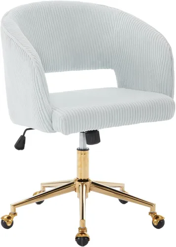 Miniatura 14 de Silla de Oficina para Casa Giratoria de Tela de Pana Silla de Escritorio Sillón de Acento Tapizado Sillas Modernas Capitoné con Base Dorada