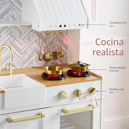 Miniatura 6 de Best Choice Products - Juego de cocina de simulación para niños, juego interactivo de madera para niños pequeños con isla, máquina de espresso, 17