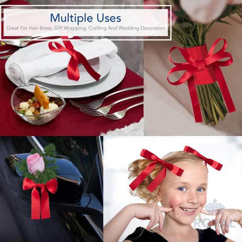 Miniatura 7 de Royal Imports Cinta de tela de satén de doble cara (1 pulgada) para envolver regalos, hacer lazos, decoración del cabello, vacaciones, bodas