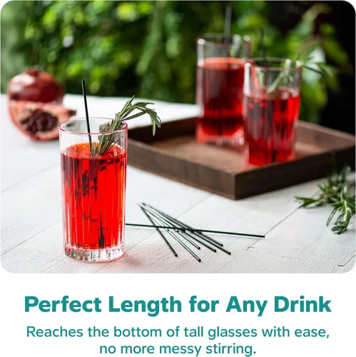 Miniatura 5 de Comfy Package Agitadores de bebidas de café negro y pajitas de cóctel de 7 pulgadas, 1000 unidades, palitos desechables de plástico para bebidas