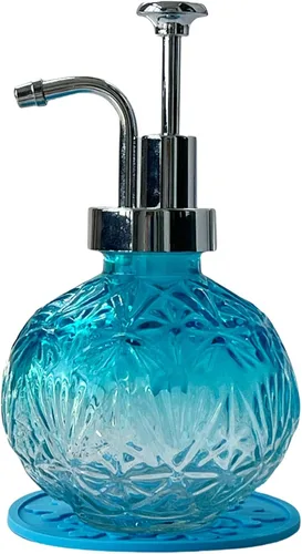 Dispensador de jabón vintage para baño, dispensador de jabón de cocina de vidrio con bomba, estilo rústico antiguo, bonita decoración rústica