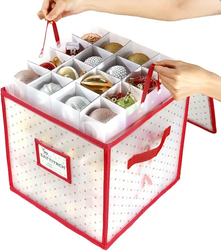 Miniatura 9 de Sattiyrch Caja de almacenamiento de plástico para adornos de Navidad con bandejas, divisores personalizables, soporte organizador de adornos