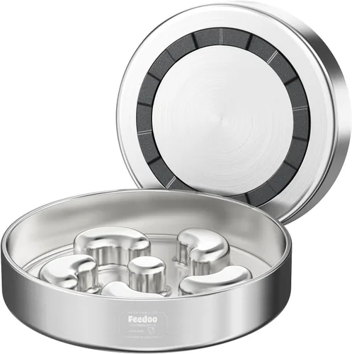 Miniatura 15 de Tazón de alimentación lenta para perros, 3.5 tazas para razas grandes, cuencos de acero inoxidable 304 de grado alimenticio con base antideslizante