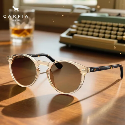 Miniatura 45 de CARFIA Gafas de sol redondas de acetato para hombre, polarizadas, protección UV, gafas de sol clásicas retro CA5289L