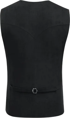 Miniatura 4 de COOFANDY Chaleco de traje de cuero de gamuza para hombre, chaleco occidental casual, chaleco ajustado