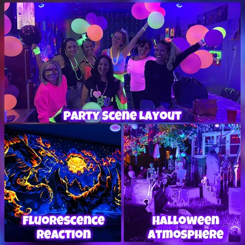 Miniatura 5 de TigQiang Paquete de 6 bombillas negras, equivalente a 120 W, bombilla LED negra E26 BR30 de 385-400 nm para decoraciones de Navidad de Halloween