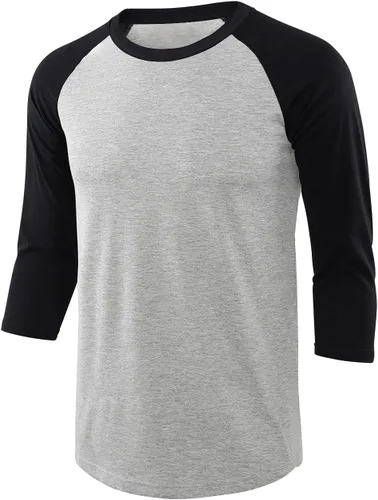 Miniatura 9 de Camisetas de béisbol deportivas básicas de algodón suave de manga larga raglán 3/4 para hombre