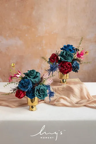 Miniatura 3 de Ling's moment Caja de Flores Falsas, Rosas de Espuma Helecho Artificial Baya Tallos de Vegetación Falsa para Ramos de Boda Centros de Mesa