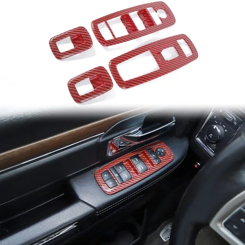 Miniatura 14 de Voodonala Interruptor de elevación de ventana, botón de control de elevalunas eléctrico, embellecedor para Dodge Charger Durango 2011-2025, para RAM