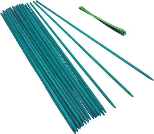 GAGINANG - Juego de 25 estacas de bambú verde para plantas de interior, estacas resistentes de bambú para plantas de interior y exterior, paquete de