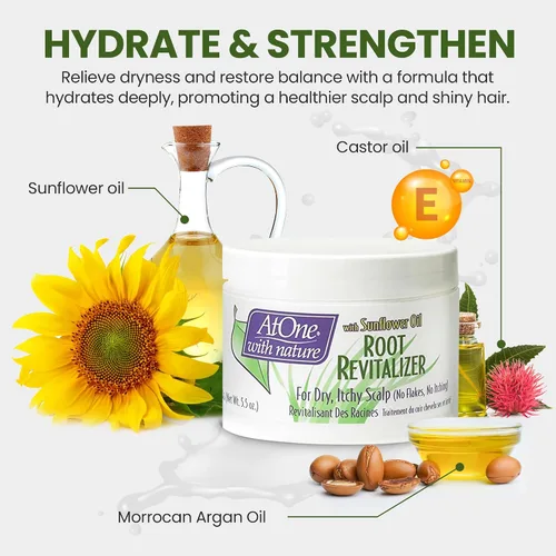Miniatura 4 de AtOne with Nature Revitalizador de raíces con aceite de semillas de girasol, crema para el cuidado del cabello para condiciones de cuero cabelludo