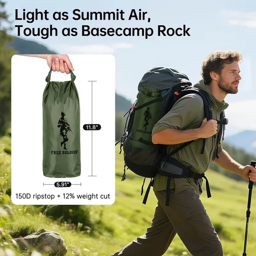 Miniatura 5 de FREE SOLDIER Lona impermeable portátil multifuncional para exteriores, camping, viajes; toldo de mochilero, refugio contra la lluvia Verde oscuro