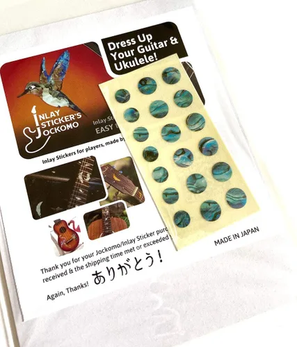 Miniatura 12 de Adhesivos de incrustación para marcadores de diapasón de guitarras y bajo - 0.32 cm Pequeñas marcas laterales en forma de punto - Abulón azul