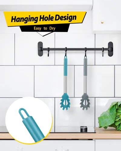 Miniatura 6 de Paquete de 2 tenedores de silicona para pasta, servidor de cuchara de fideos resistente al calor, colador de espaguetis sin BPA, las mejores