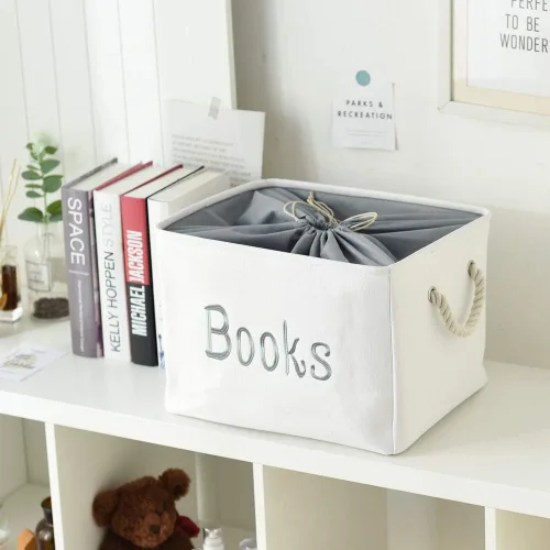 Miniatura 9 de Cesta de libros para habitación de niños, cesta de almacenamiento de libros, organizador de libros para cuarto de bebé, aula, biblioteca, caja