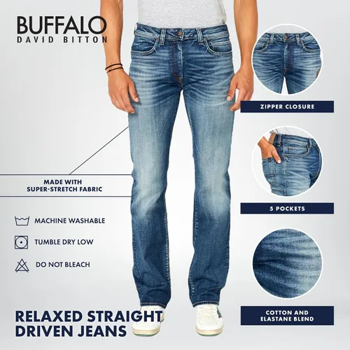 Miniatura 4 de Buffalo David Bitton Jeans de pierna recta relajada para hombre con tela elástica