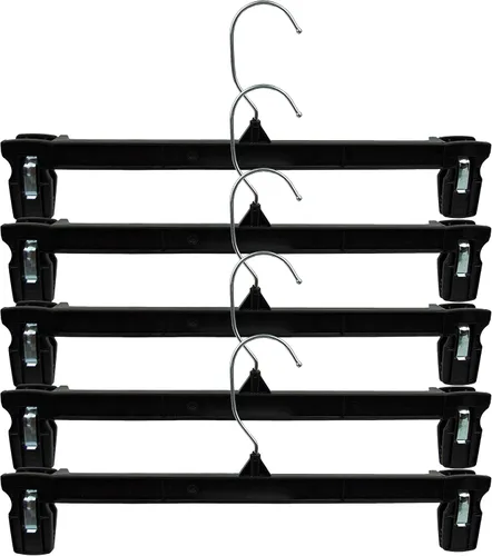 Miniatura 6 de HangOn Perchas para pantalones de plástico reciclado con clips acanalados, color negro, 14 pulgadas, paquete de 10