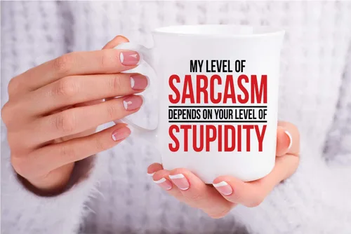 Miniatura 3 de CBTwear My Level Of Sarcasm Depends on Funny Sarcasm Depends on Funny Sarcástico de cerámica, decoración de escritorio inspiradora para la oficina