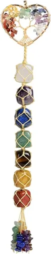 Anjiucc Adornos colgantes de cristal hechos a mano para ventana de auto, 7 chakras, adorno para el hogar, yoga, meditación, decoración del coche
