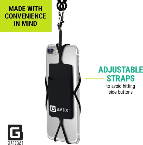 Miniatura 6 de Gear Beast - Correa universal para teléfono celular compatible con iPhone, Galaxy y la mayoría de teléfonos inteligentes, incluye soporte para Negro