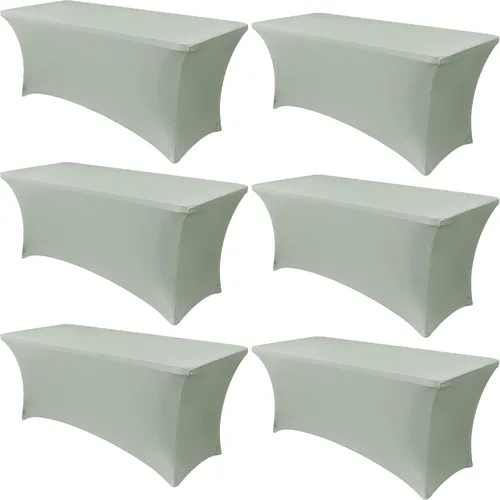 Miniatura 18 de Obstal Paquete de 6 Fundas de Mesa Elásticas de Spandex para Mesas de 6 Pies - Mantel Rectangular Universal Ajustado de 6 Pies Protector para Bodas