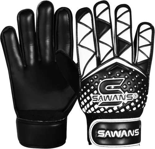 SAWANS Guantes de portero de fútbol para niños, niños y jóvenes, guantes de entrenamiento de portero, protección de muñeca, palmas para adultos y