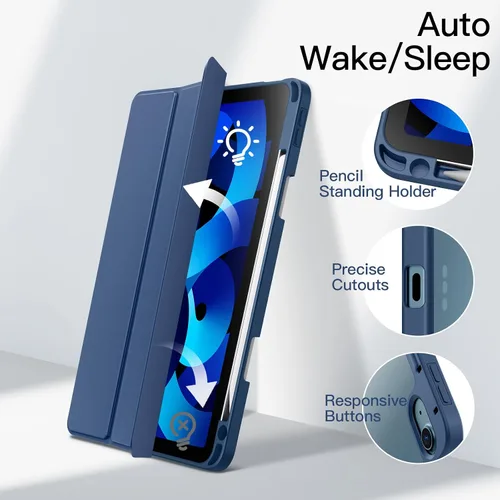 Miniatura 6 de JETech Funda para iPad Air de 11 pulgadas M3/M2 (2025/2024), iPad Air 5/4 (2022/2020 5ª/4ª) con soporte para lápiz, parte trasera transparente, Azul