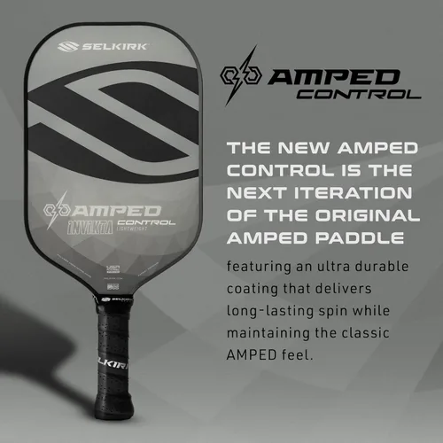 Miniatura 2 de Selkirk Sport Amped Control Pickleball Paddle Precision & Control Fiberglass Pickleball Paddles 16mm X5 Core Made in USA Gris Ligero