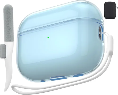 Miniatura 10 de Valkit - Funda transparente protectora para estuche de AirPods, con llavero, poliuretano termoplástico suave, a prueba de golpes, compatible