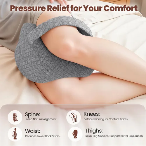 Miniatura 3 de Knee Pillow for Side Sleepers, Supportive Memory Foam Leg Pillow for Side Sleeping with Elastic Strap, Heart-Shape Pillow Between Legs for Pain
