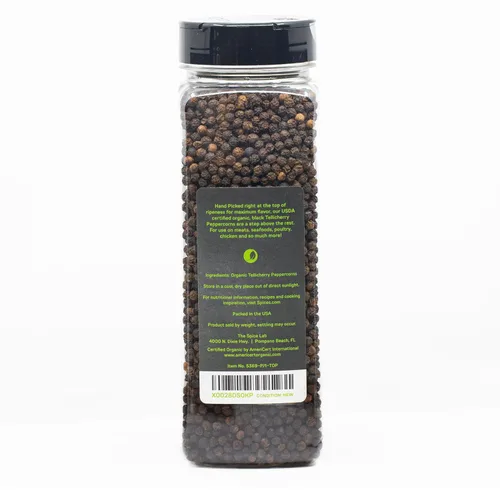 Miniatura 5 de THE ORGANIC PANTRY Granos de pimienta orgánicos – Tina de 18 onzas – Granos de pimienta de color negro entero orgánico USDA – Pimienta negra