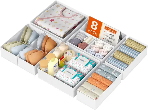 Miniatura 25 de DIMJ Organizador de cajones para ropa, paquete de 6 unidades, organizadores plegables para bebé, organizador de almacenamiento y cómoda