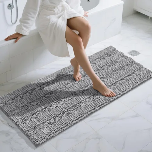 Miniatura 108 de Yimobra Alfombras lavables para baño, alfombra de baño de chenilla súper suave y absorbente para piso y alfombra, alfombra antideslizante de secado