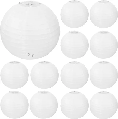 Paquete de 30 linternas redondas blancas elegantes de 12 pulgadas para fiestas, bodas, cumpleaños