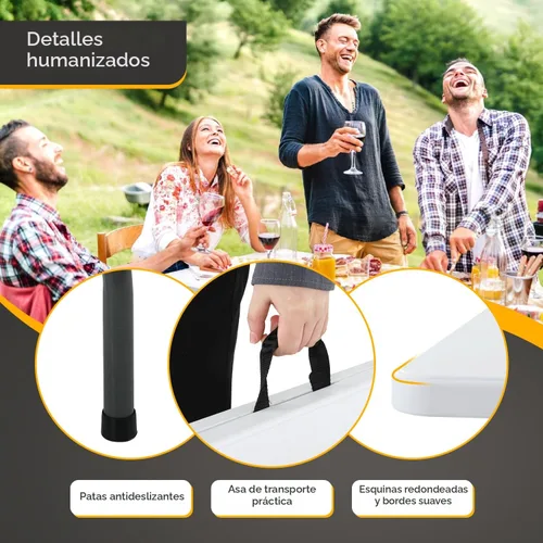 Miniatura 5 de Dopinmin Mesa plegable portátil de plástico resistente de 6 pies, mesas de comedor de plástico para interiores y exteriores, para campamento, picnic