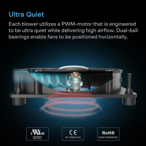 Miniatura 4 de AC Infinity MULTIFAN S2, ventilador USB silencioso de 120 mm con control de velocidad, certificado UL para receptor DVR, módem, Xbox, AV, gabinete