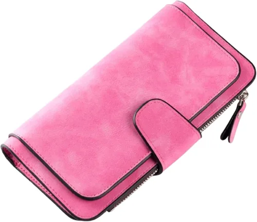 Miniatura 14 de Carteras de cuero para mujer con bloqueo RFID, billetera delgada, plegable, tarjetero con cremallera, bolsillo para monedas, ventana