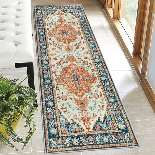 Miniatura 75 de U'Artlines Alfombra de Área Bohemia Lavable, 2x3 Pequeña Suave Antideslizante Vintage Felpudo para Puerta Frontal Interior Alfombra Verde