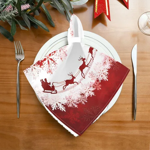 Miniatura 2 de Paquete de 6 servilletas de tela, servilletas lavables de Navidad, ideales para bodas, fiestas, cenas de vacaciones, 20 x 20 pulgadas Patrón 3