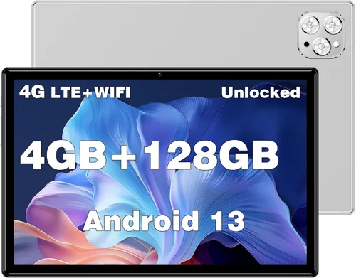 Tabletas Android 2024, nueva tableta desbloqueada Octa-Core Android 13 con ranura para tarjeta SIM, 128 GB ROM+4 GB RAM, cámara de 10 pulgadas, 5