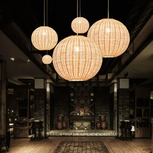 Miniatura 4 de Moderno globo de cocina americana, lámpara colgante tejida a mano, bola de mimbre, lámpara colgante, decoración del hogar, accesorios de iluminación