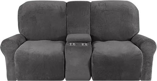 Miniatura 13 de Funda reclinable de terciopelo para sofá biplaza con consola central, fundas elásticas para sillas reclinables, funda suave para consola central
