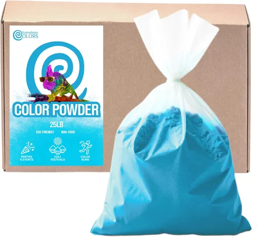 Miniatura 16 de Chameleon Colors Polvo de color de 25 libras, 1 paquete, color aguamarina vibrante, para 15-20 personas, apto para niños, no tóxico y sin gluten