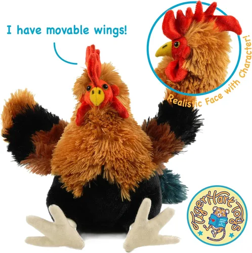 Miniatura 5 de TigerHart Riley The Rooster - Peluche de pollo de 8 pulgadas